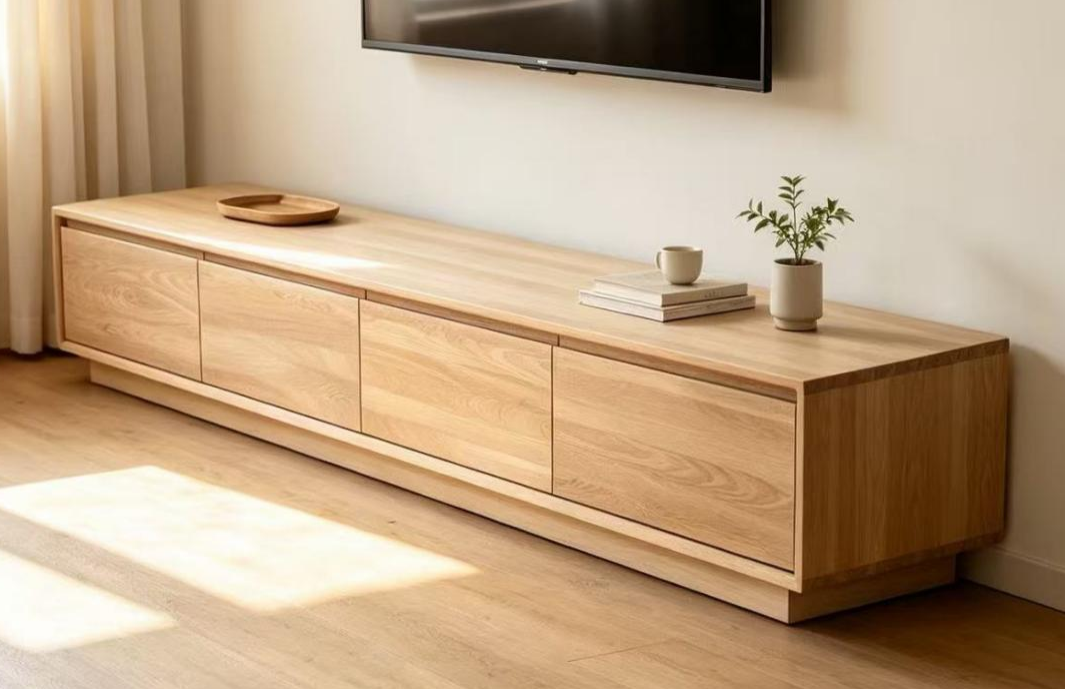 Solid Elm Wood TV Console