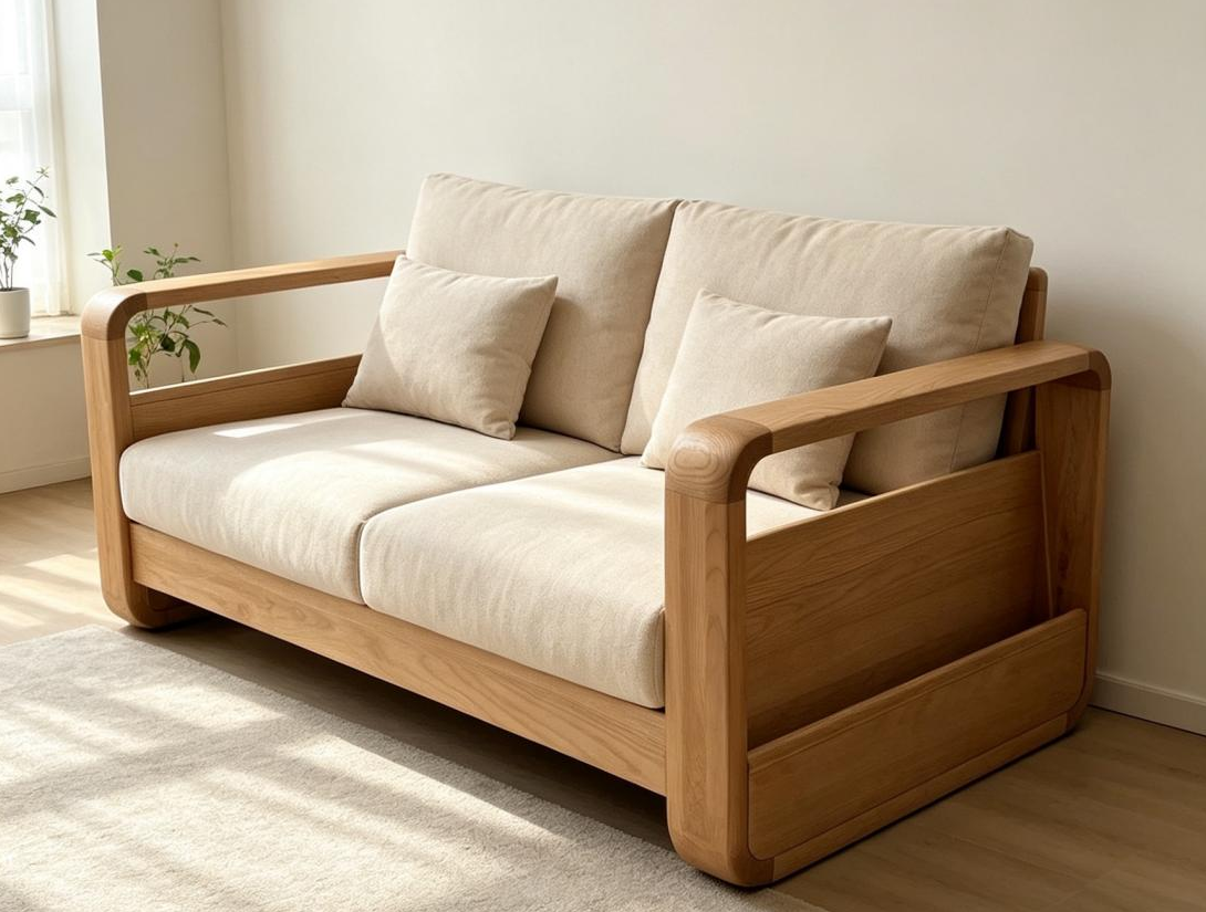 Solid Elm Wood Sofa