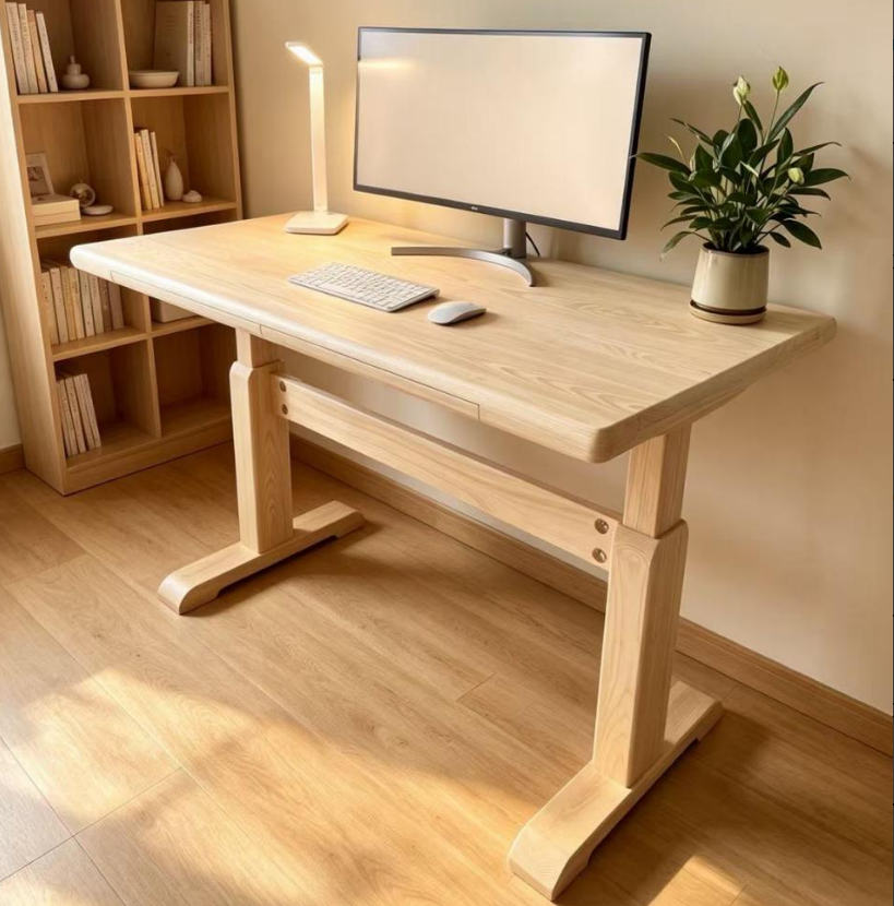 Solid Wood Height-Adjustable Desk