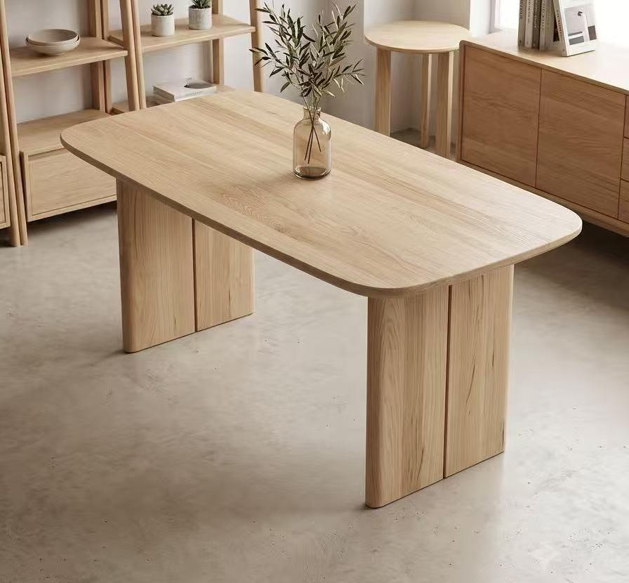 Solid Elm Wood Dining Table