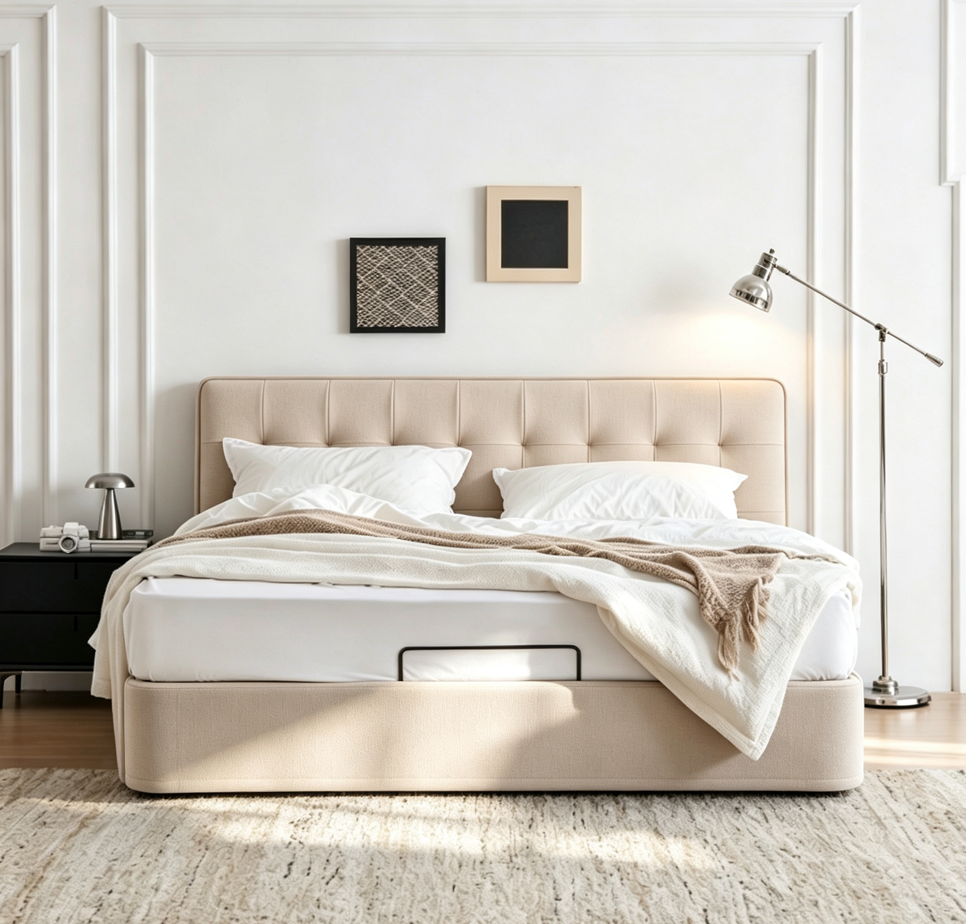 Waffle Grid Floor-Level Bed