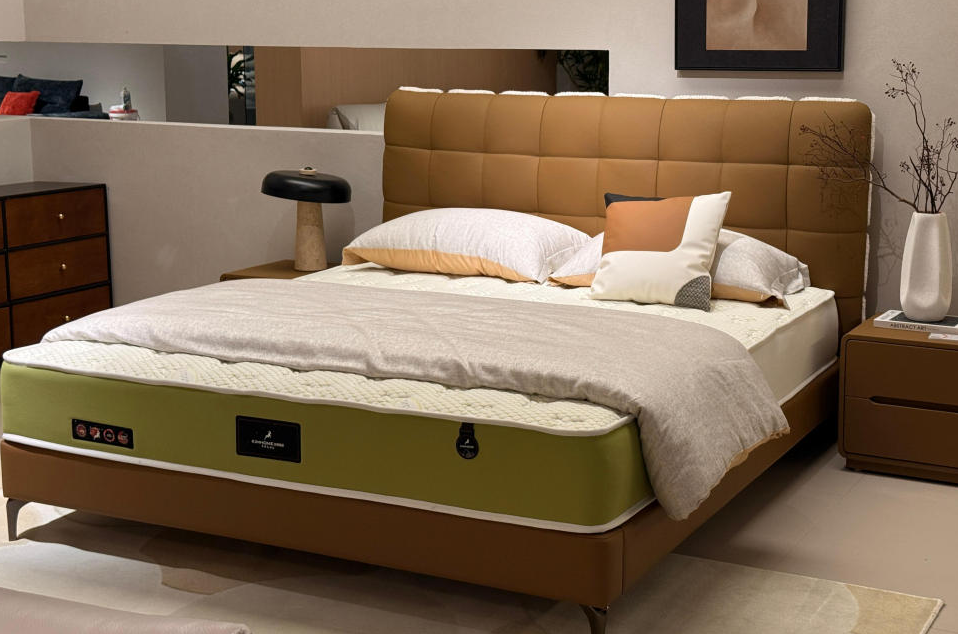 B23 Genuine Leather Tufted Bed