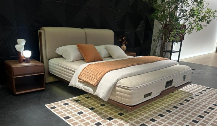 B23-R9090 Cowhide Leather & Wood Floating Soft Bed