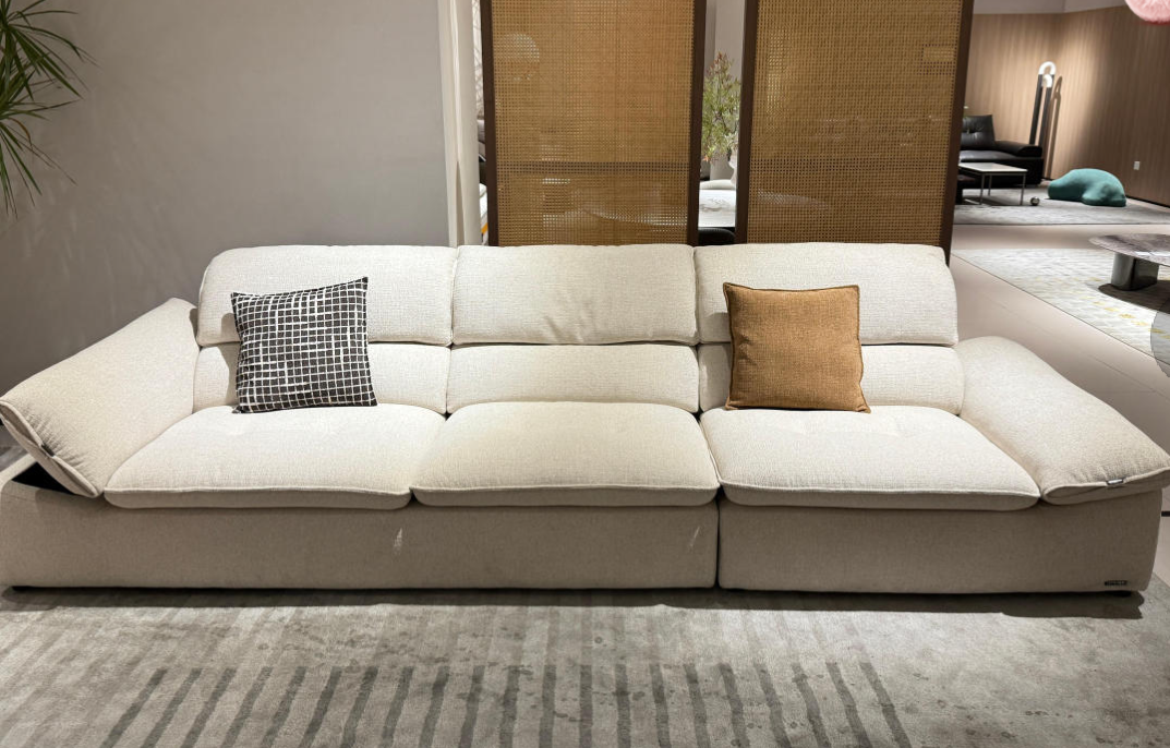 Fabric Straight Sofa with Armrest Storage