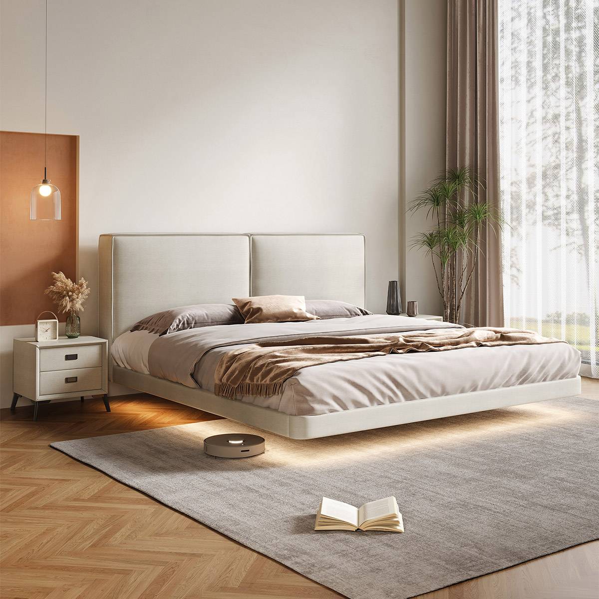 Tofu Block Eco-Leather Floating Bed (A72-922)