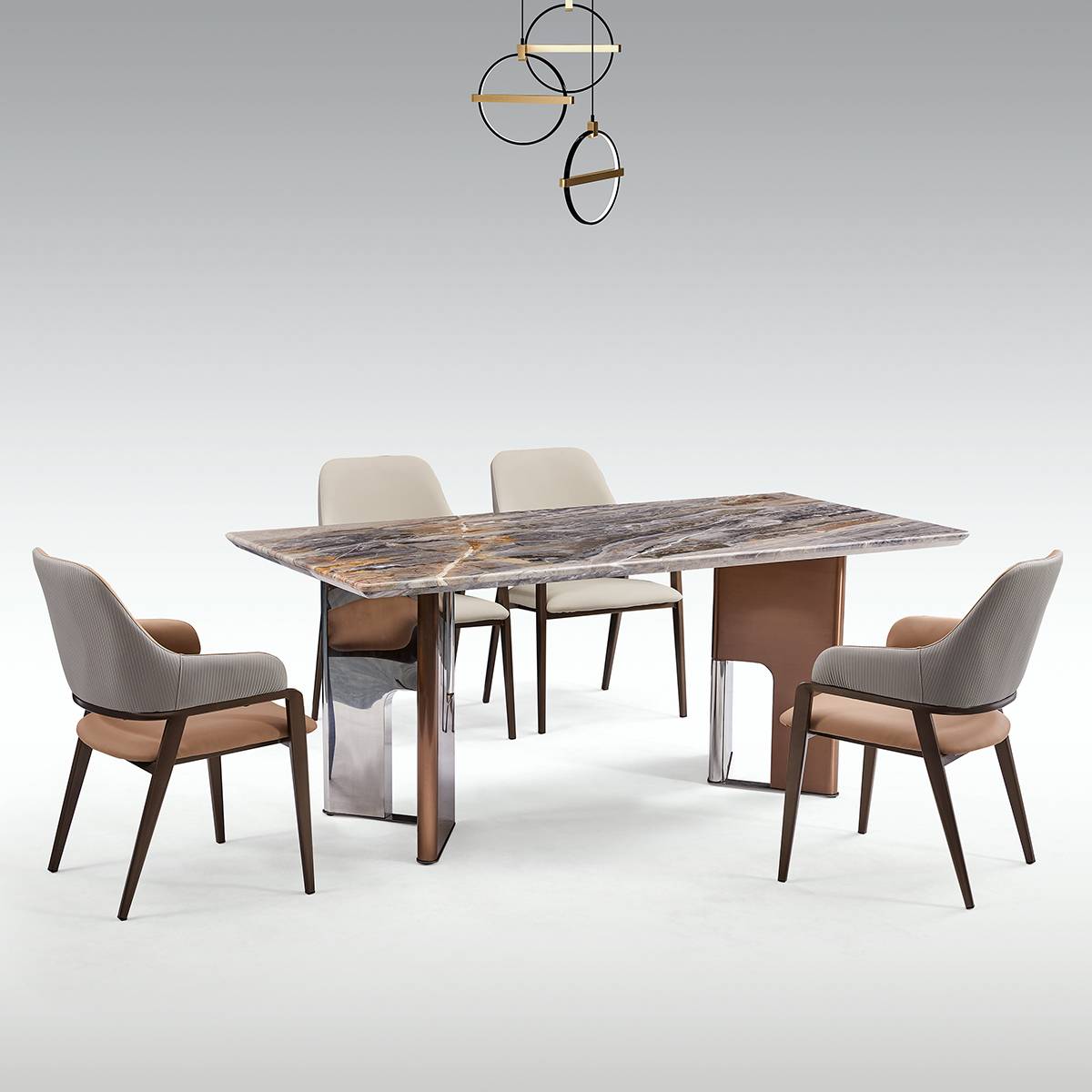 Venetian Brown Natural Marble Luxury Stone Dining Table (B63-B2372)