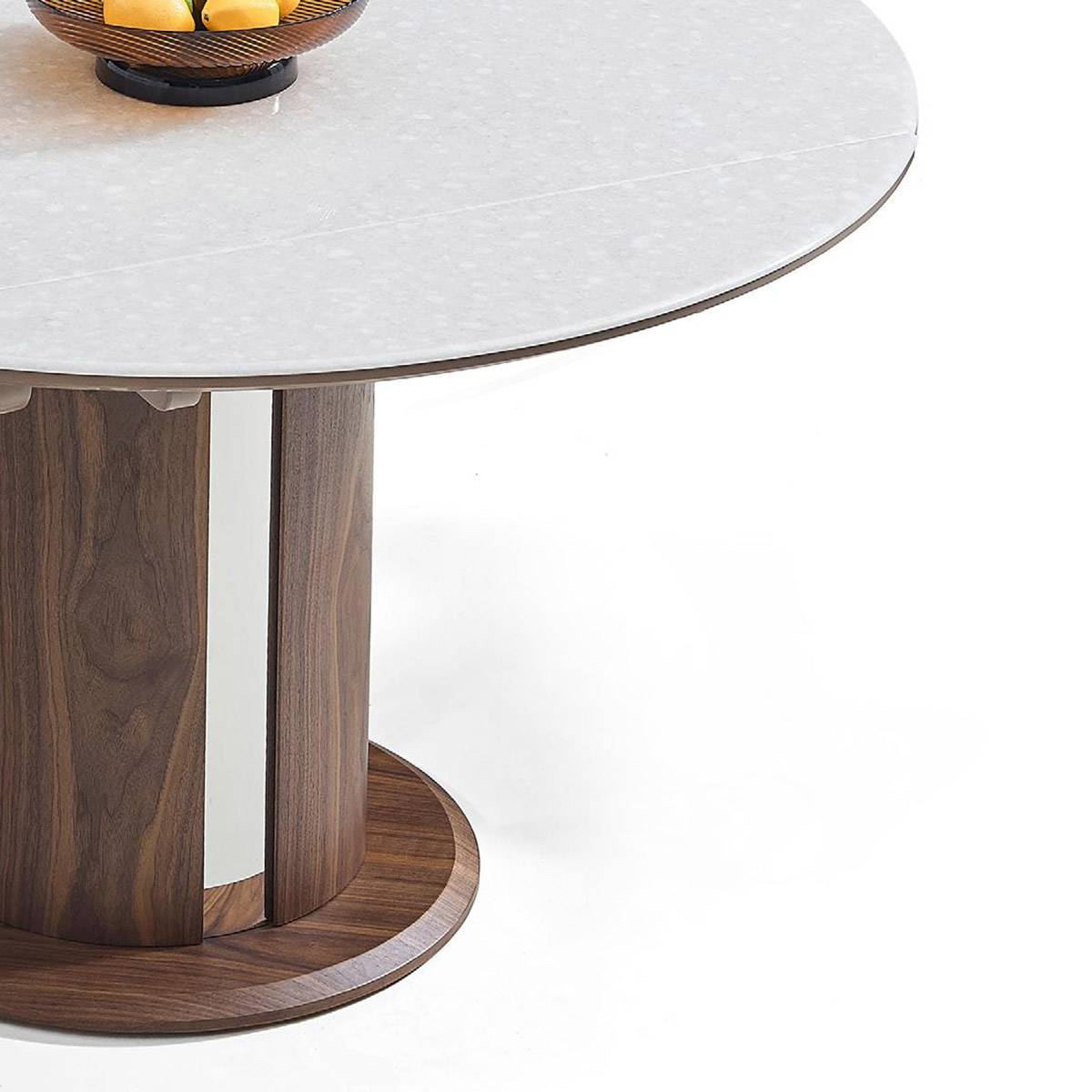 Close-up detail of the table base and stone edge