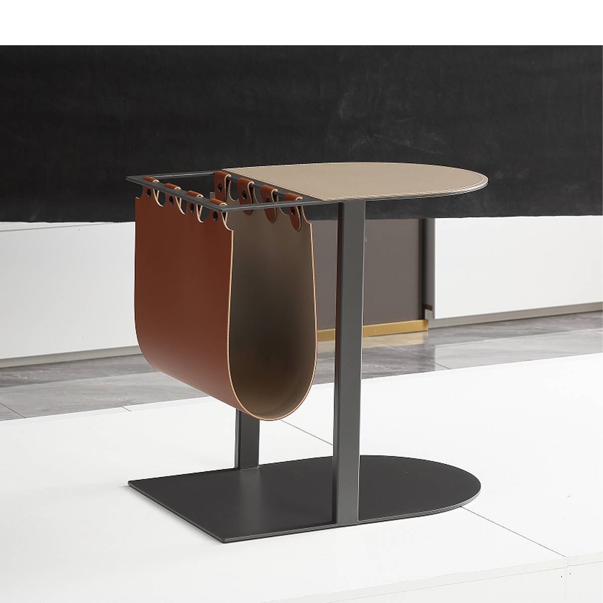 Saddle Leather Side Table (B45-176)