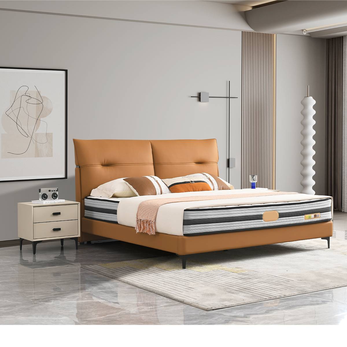 Top-Grain Leather Soft Bed (B04-A8915)