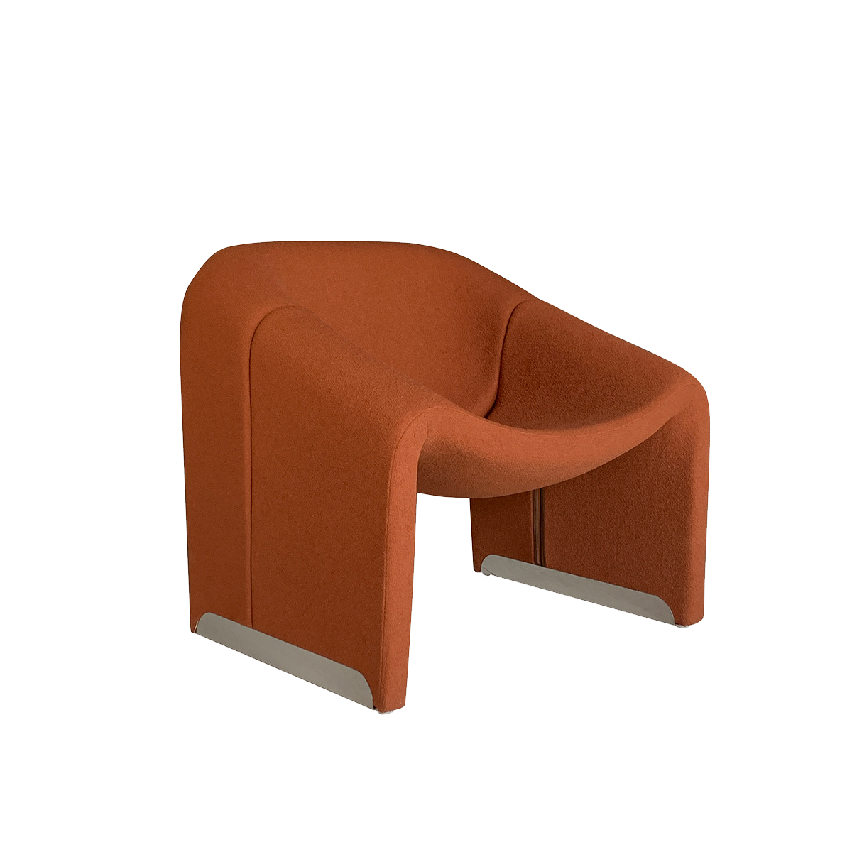 Side view of terracotta lounge chair