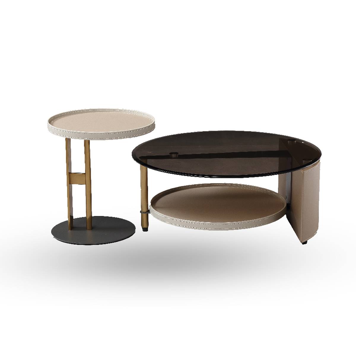 Saddle Leather Coffee Table Set (B45-327)