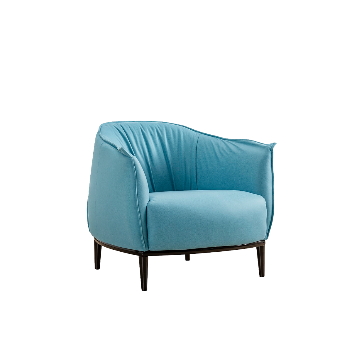 Light blue leather lounge chair with black legs