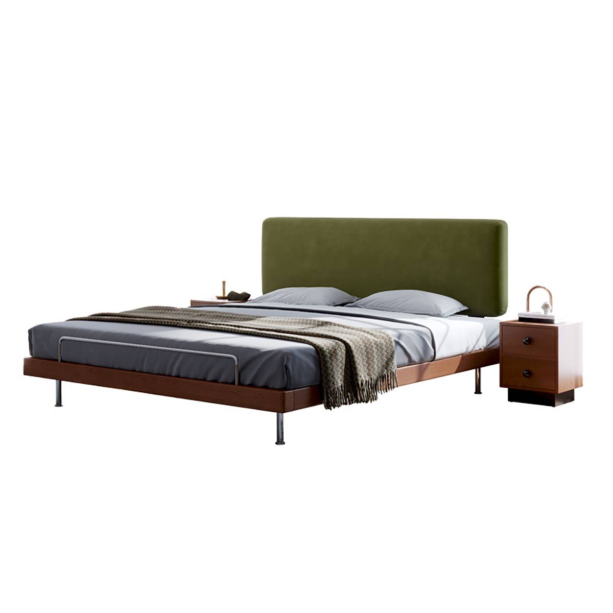 Full view of the bed with white background