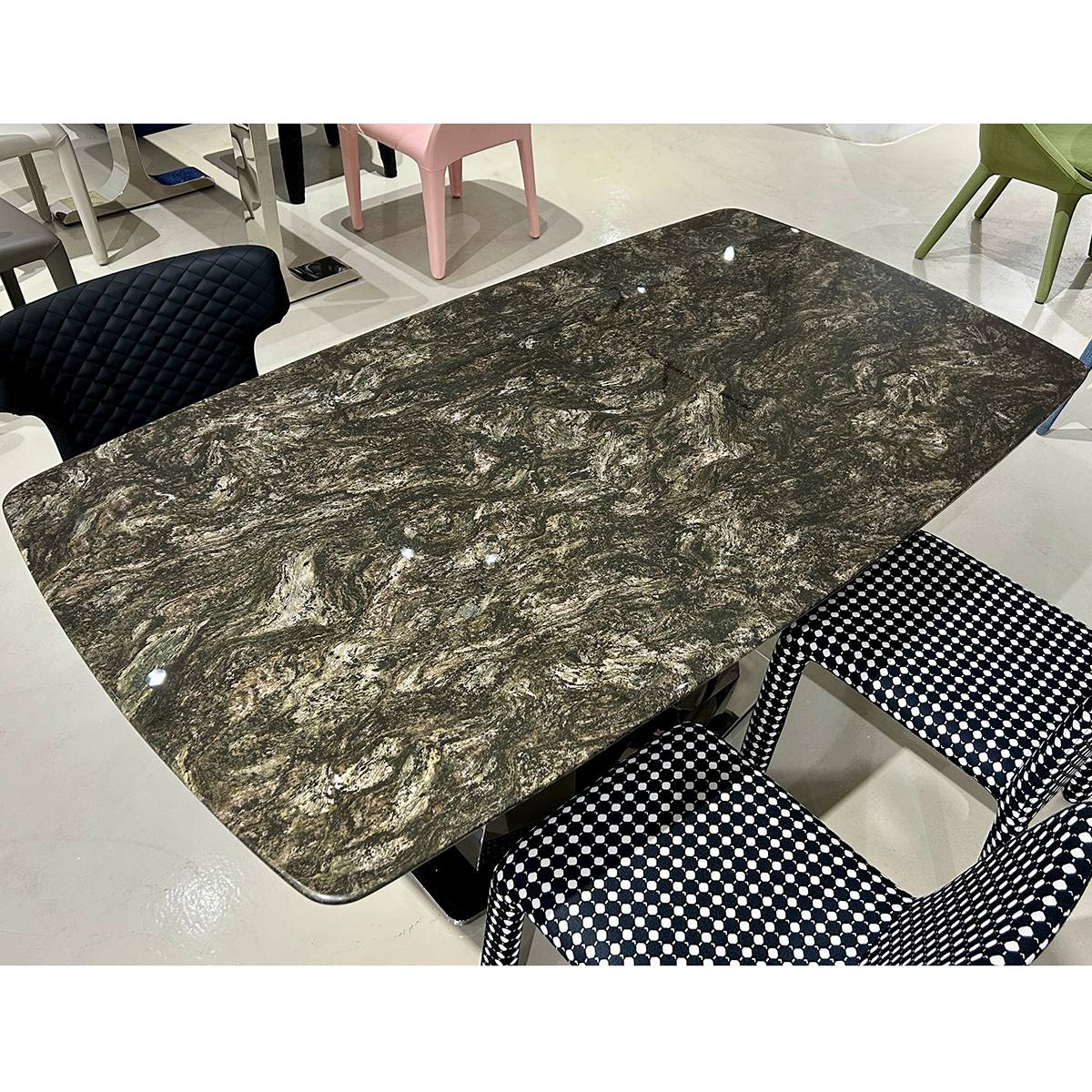 B33 Platinum Diamond Marble Dining Table