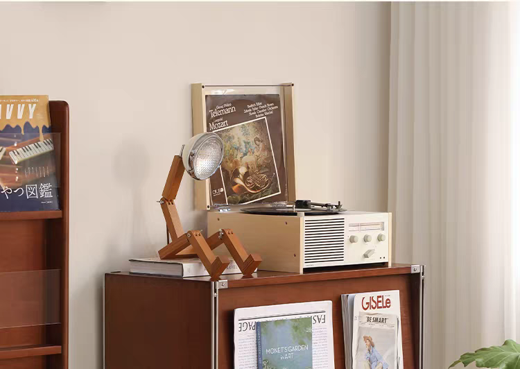 Sideboard used as a media console with record player