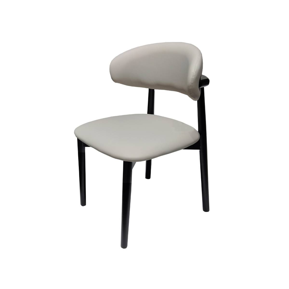 Grey dining chair with black frame