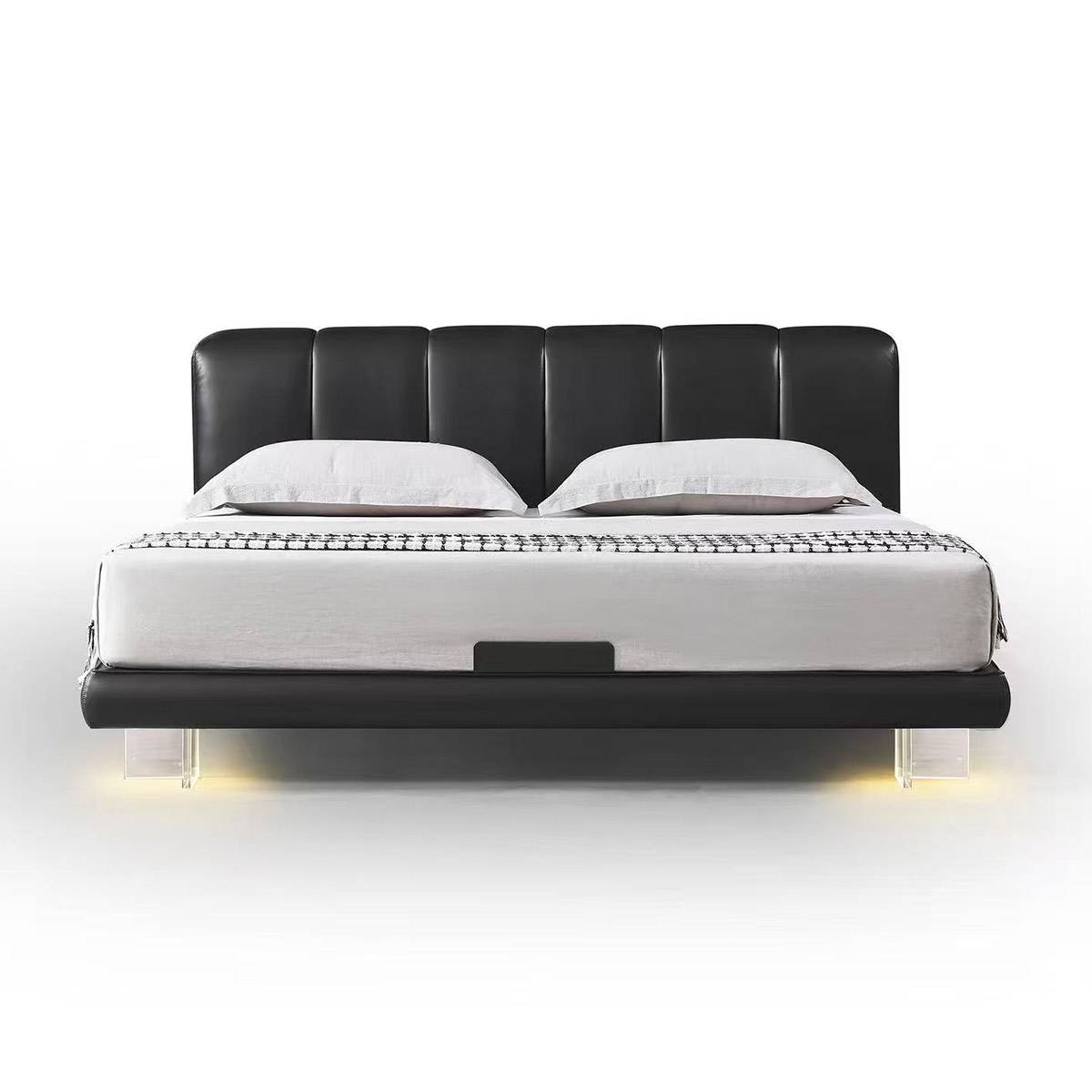 Italian Minimalist Leather Floating Bed (B11-8317)