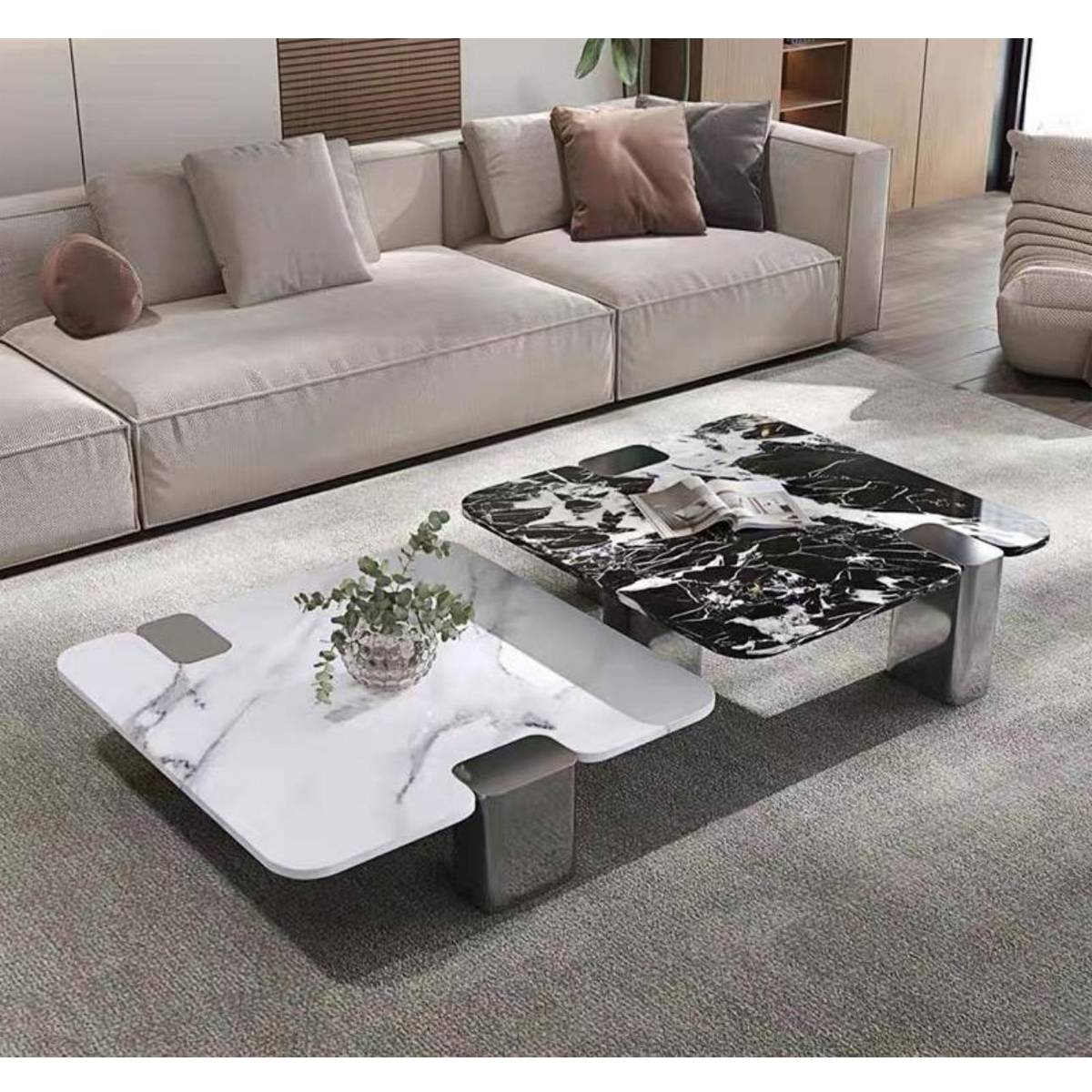 Bulgari Black & Calacatta Ice Jade Luxury Coffee Table (Z60-8317)