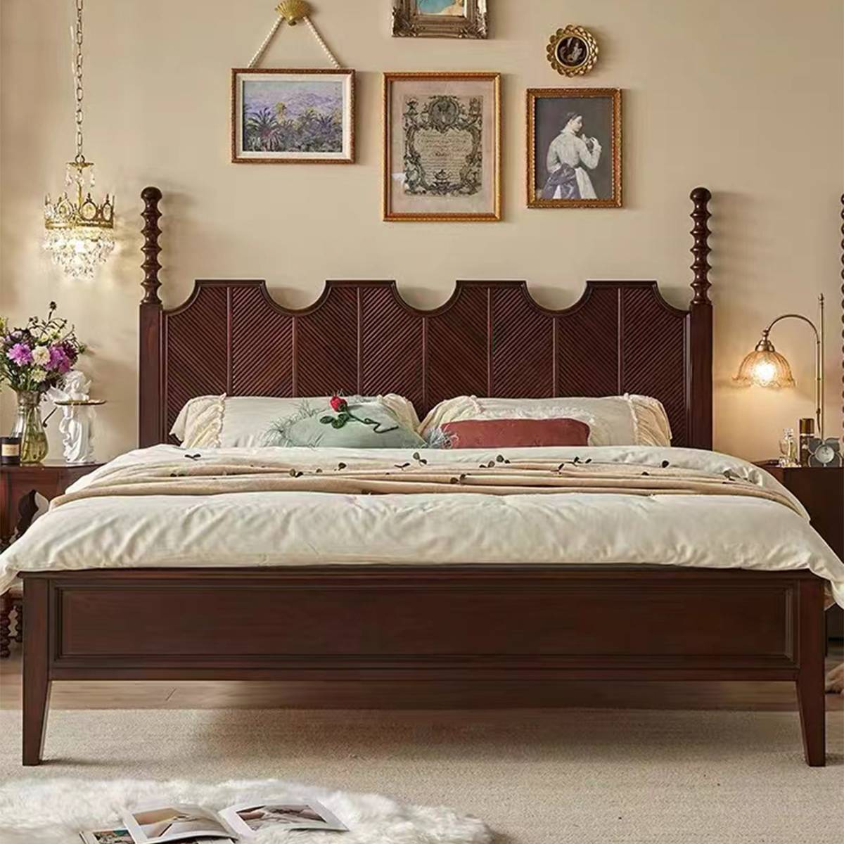 Mid-Century Solid Wood Bed 1.8M (B56-F203)