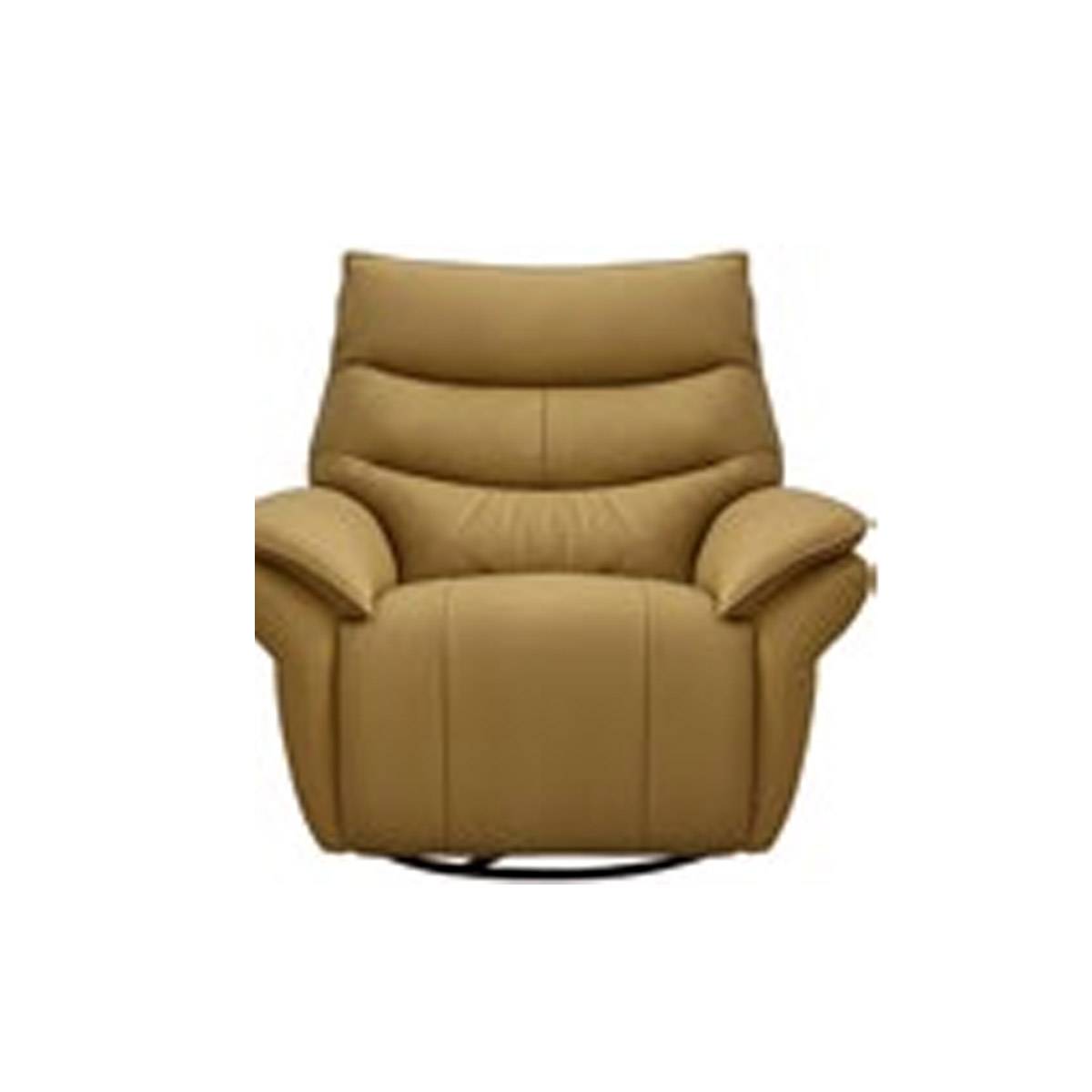 Front view of the tan leather recliner chair on a white background