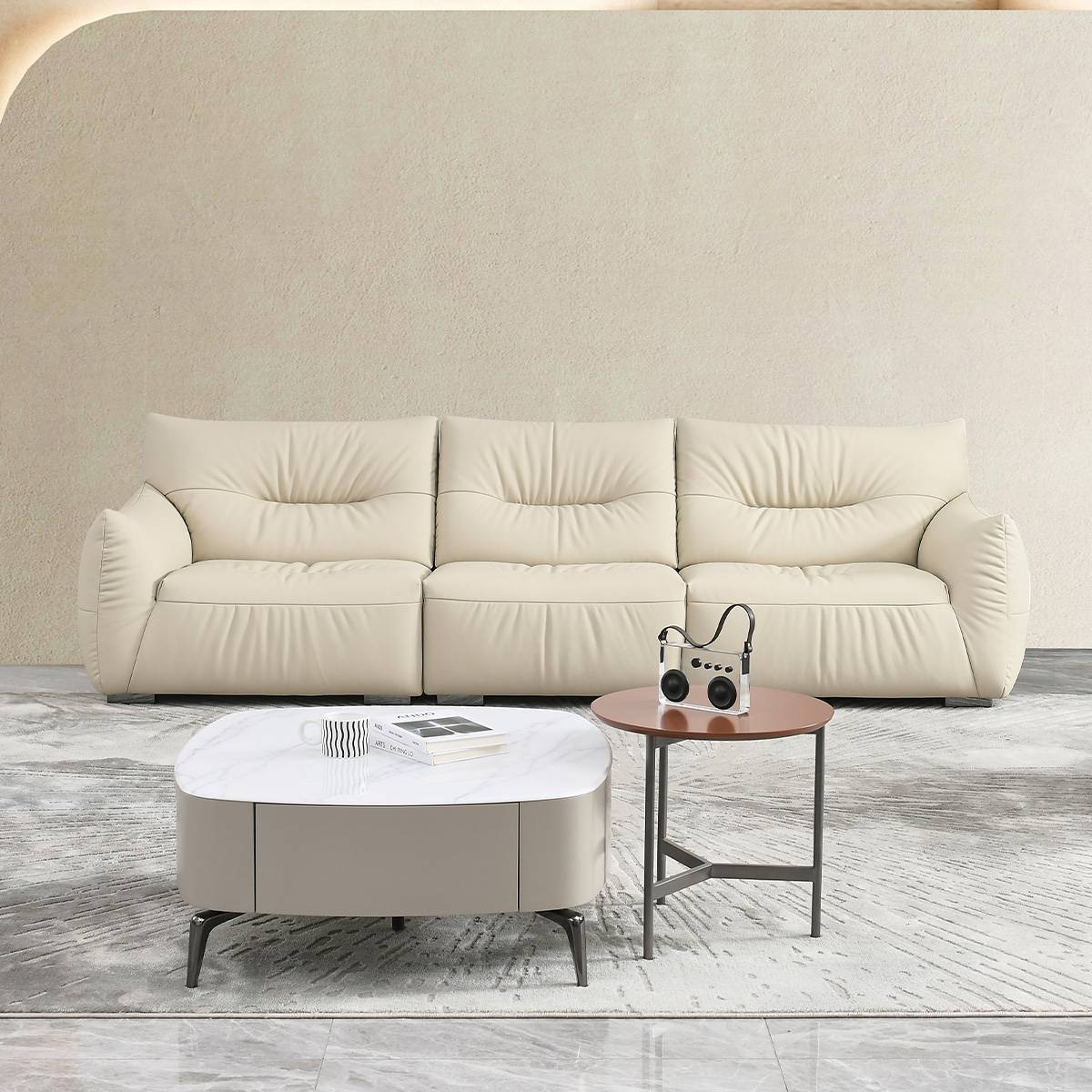 Genuine Leather Straight Sofa (B04-A9976)