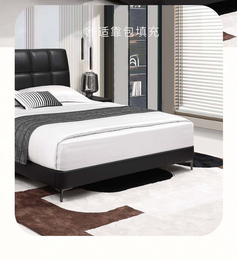 Side angle view of the bed showing the frame and legs