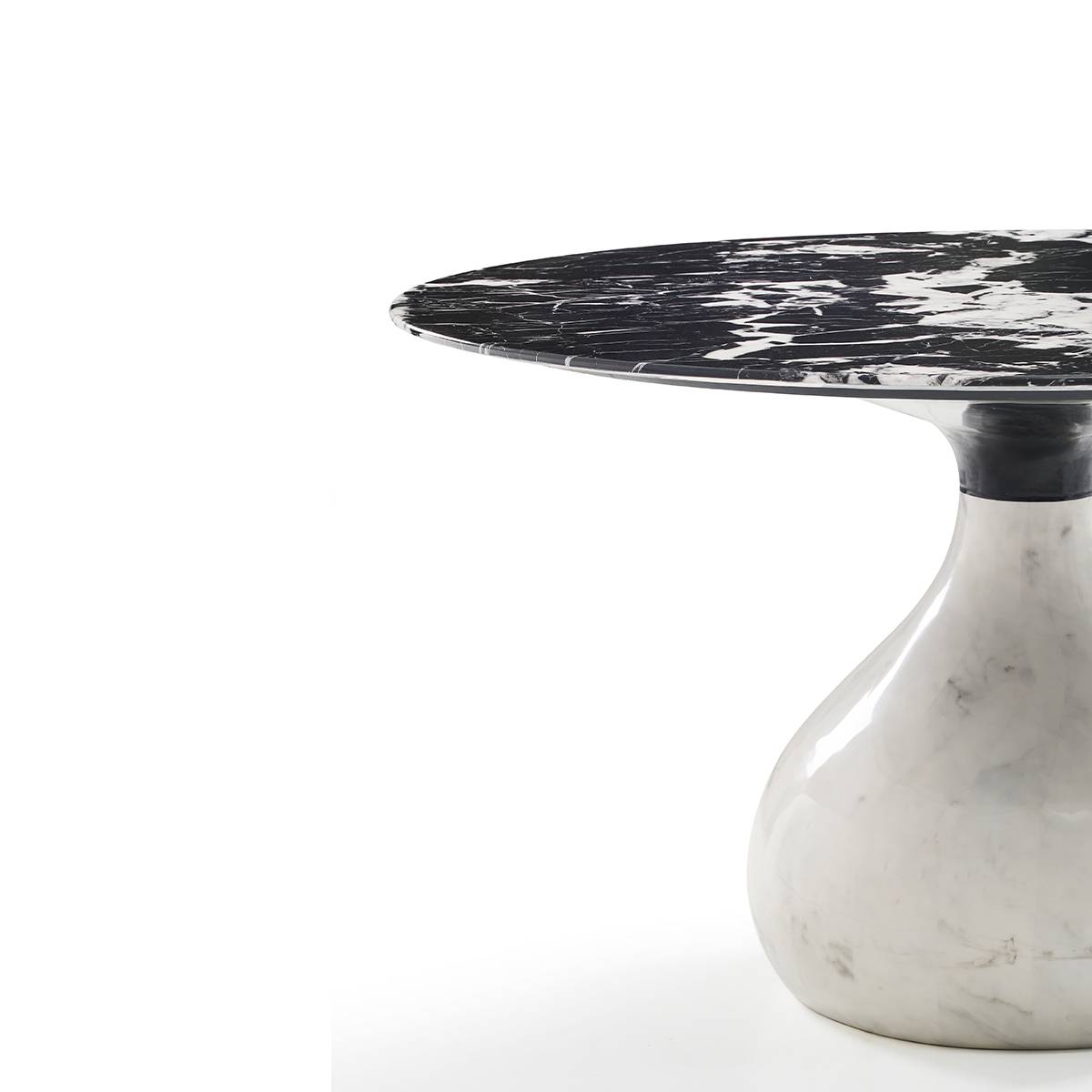 Close-up detail of the table edge and base connection