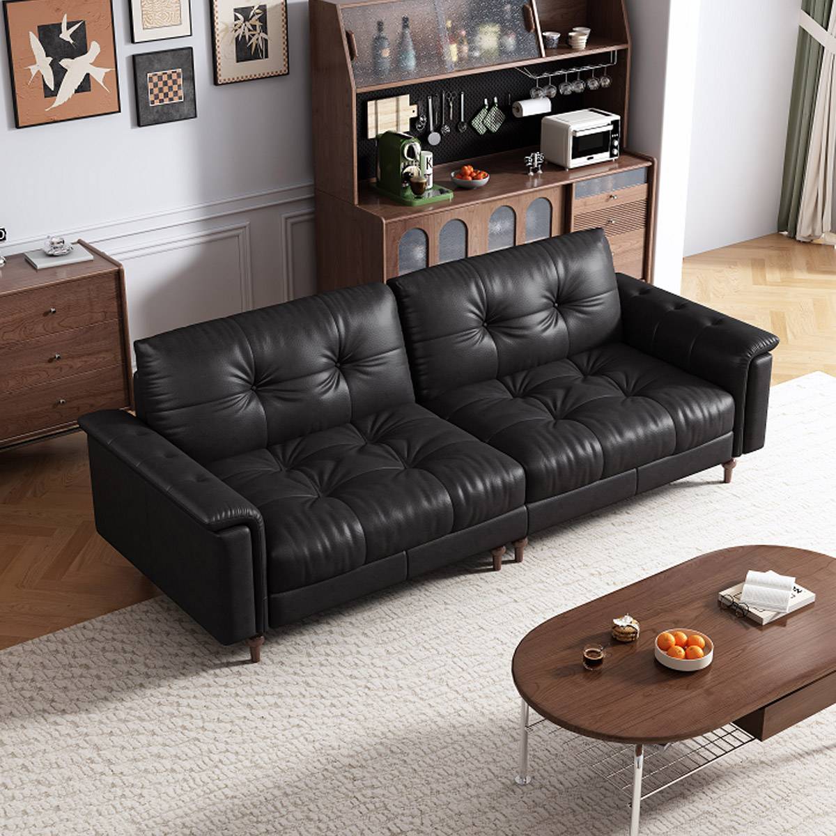 Mid-Century Nebula Sofa with Solid Wood Legs (A51-SF-072)