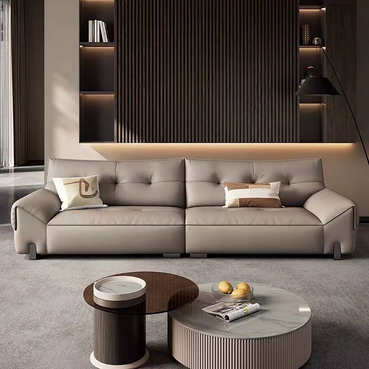 Straight Leather 3-Seater Sofa (B12-2315)