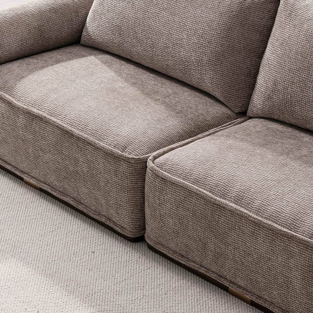 Close-up of the seat cushions and base structure