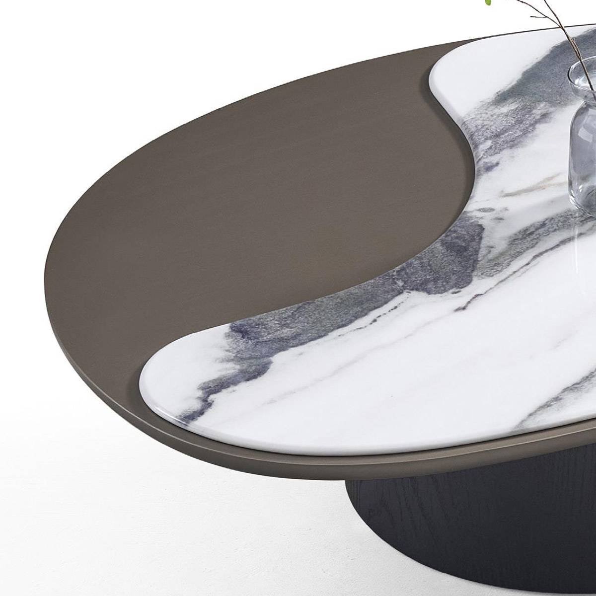 Close-up detail of the microcrystalline stone and grey veneer surface