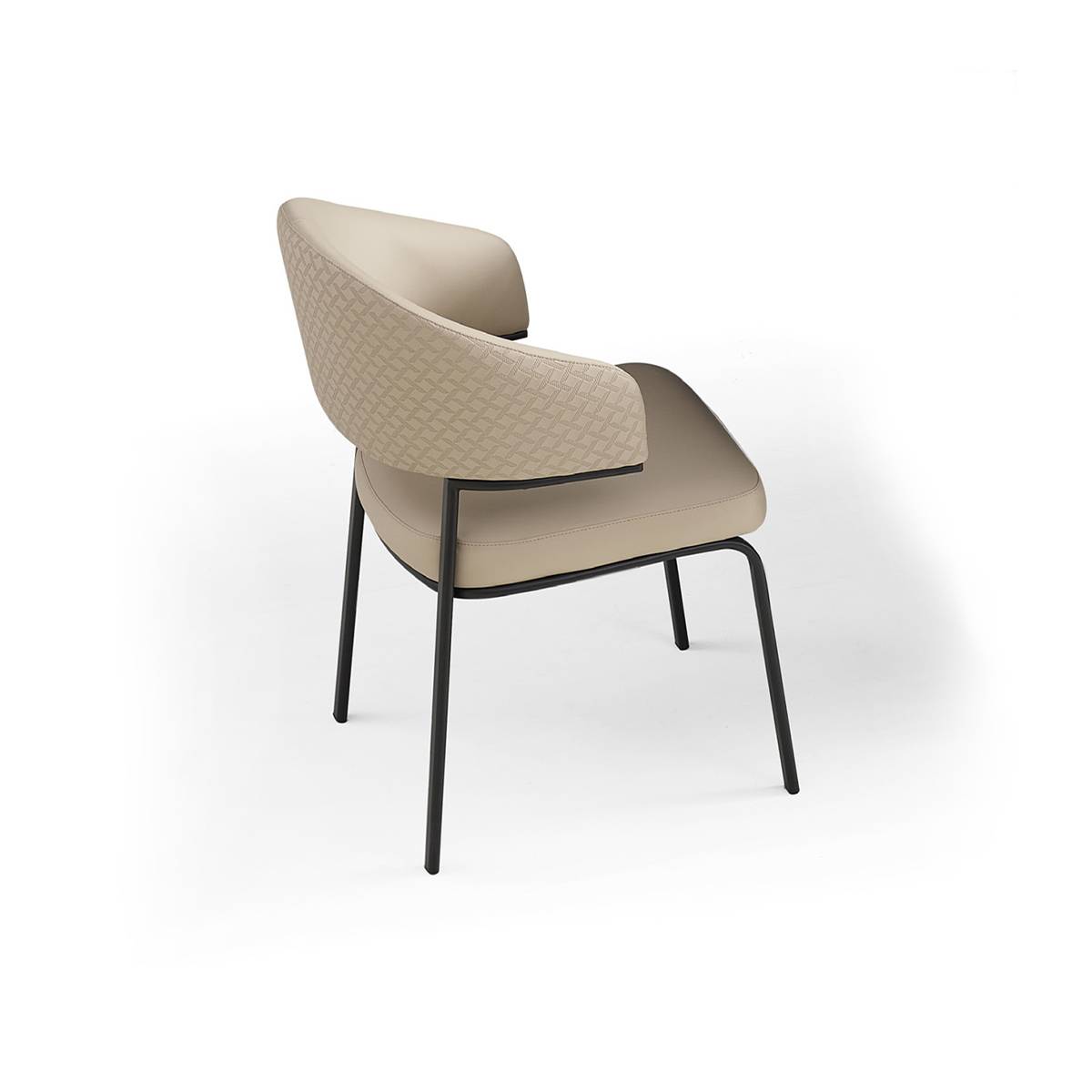 Rear view of the dining chair highlighting the textured pattern on the backrest.