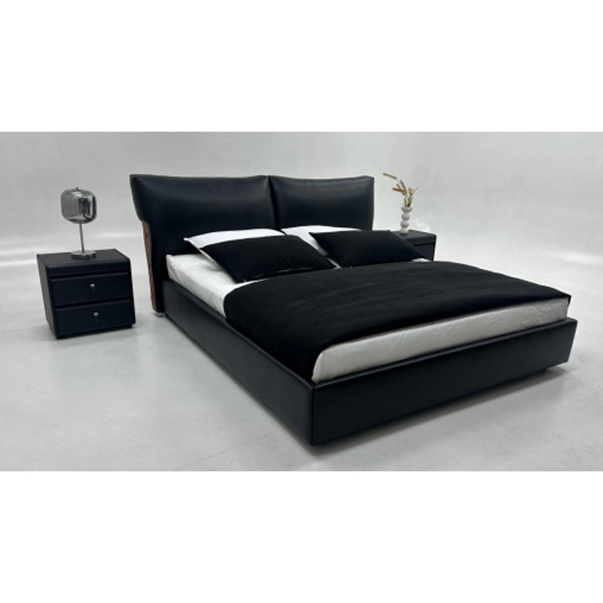 Semi-Top Grain Leather Upholstered Bed (B17-2533)
