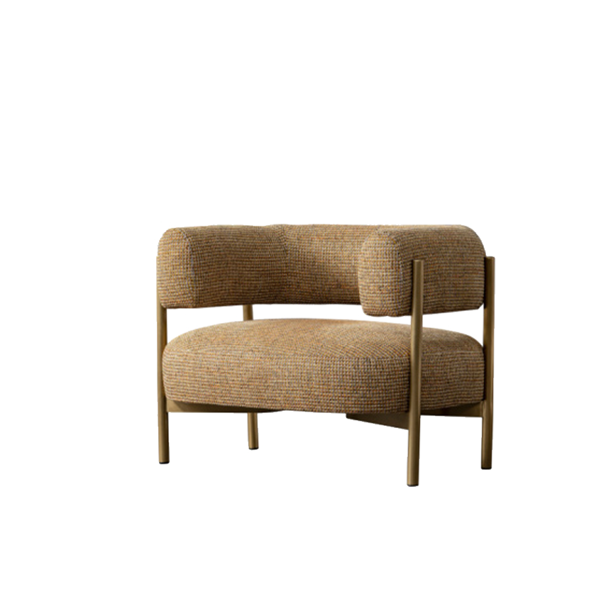 Side view of a matching lounge chair with brass frame