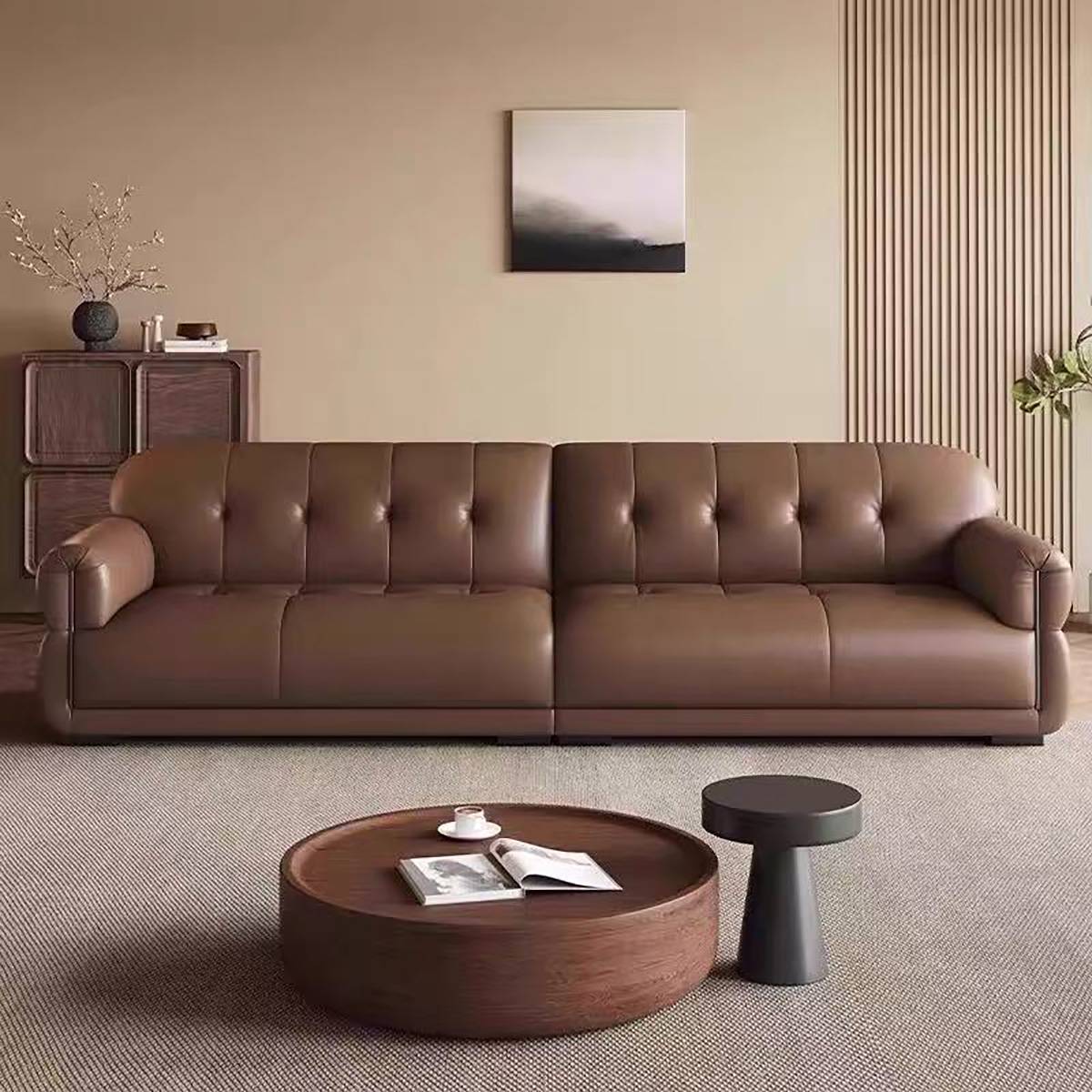Toast Mid-Century Eco-Leather Straight Sofa (A72-928)