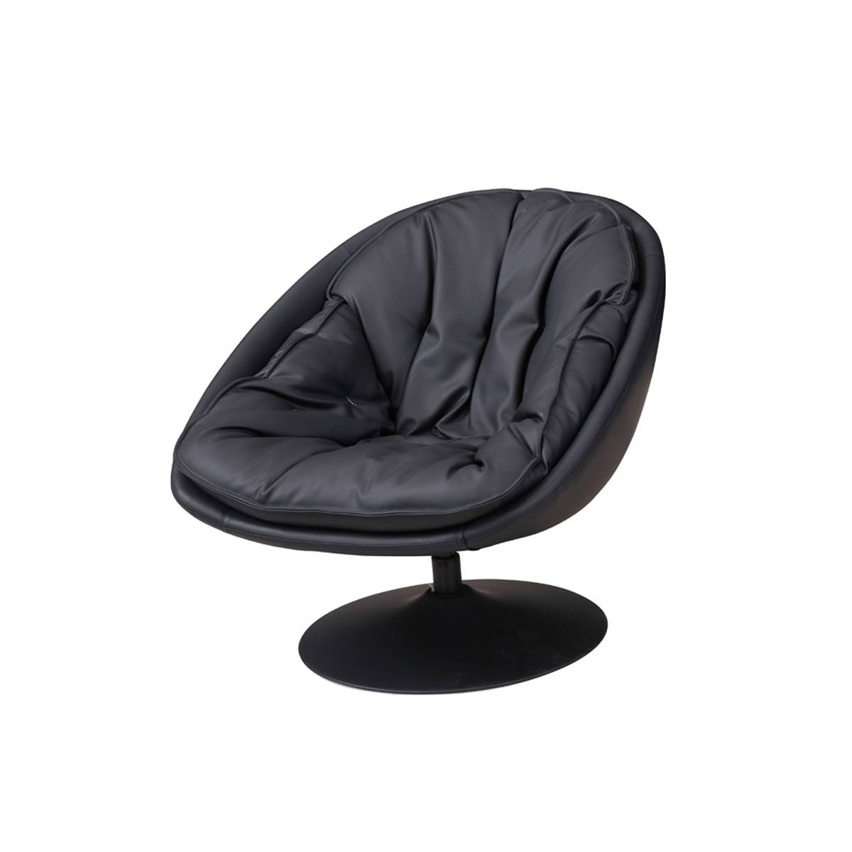 Black eco-leather modern lounge chair with black swivel base