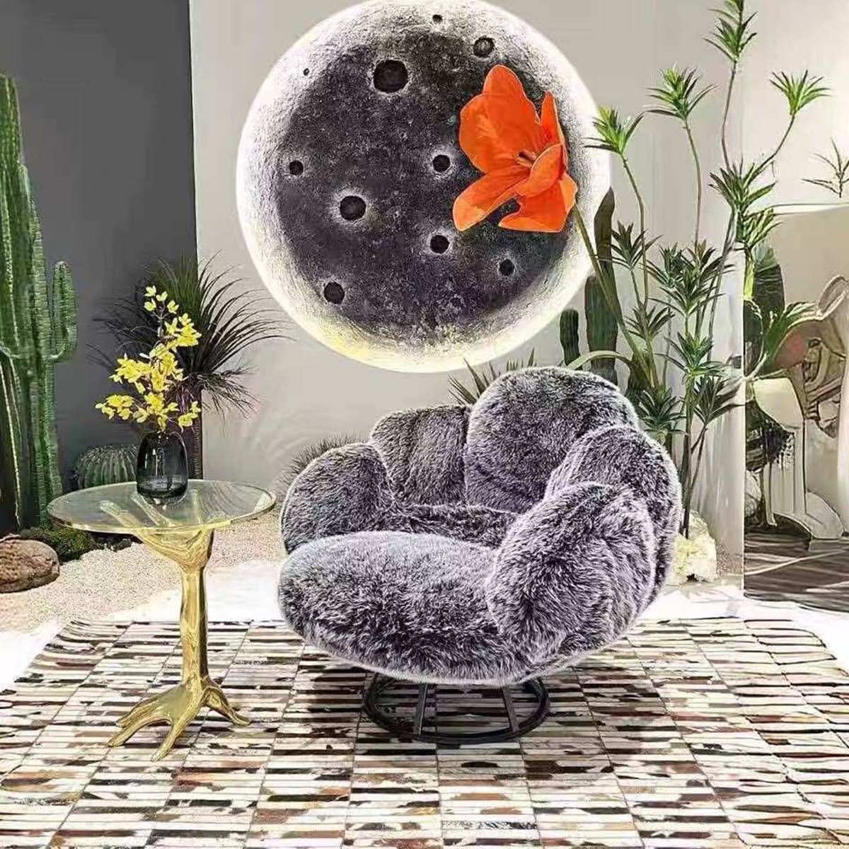 Grey Bear Paw Lounge Chair in a modern interior