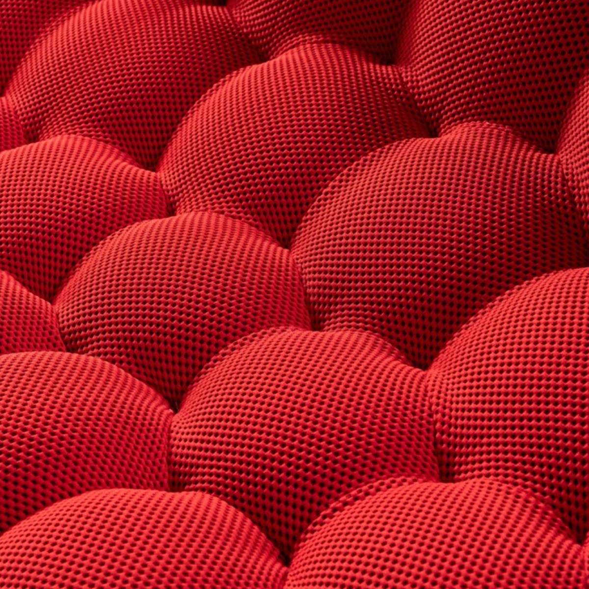 Close-up of the red bubble sofa fabric texture