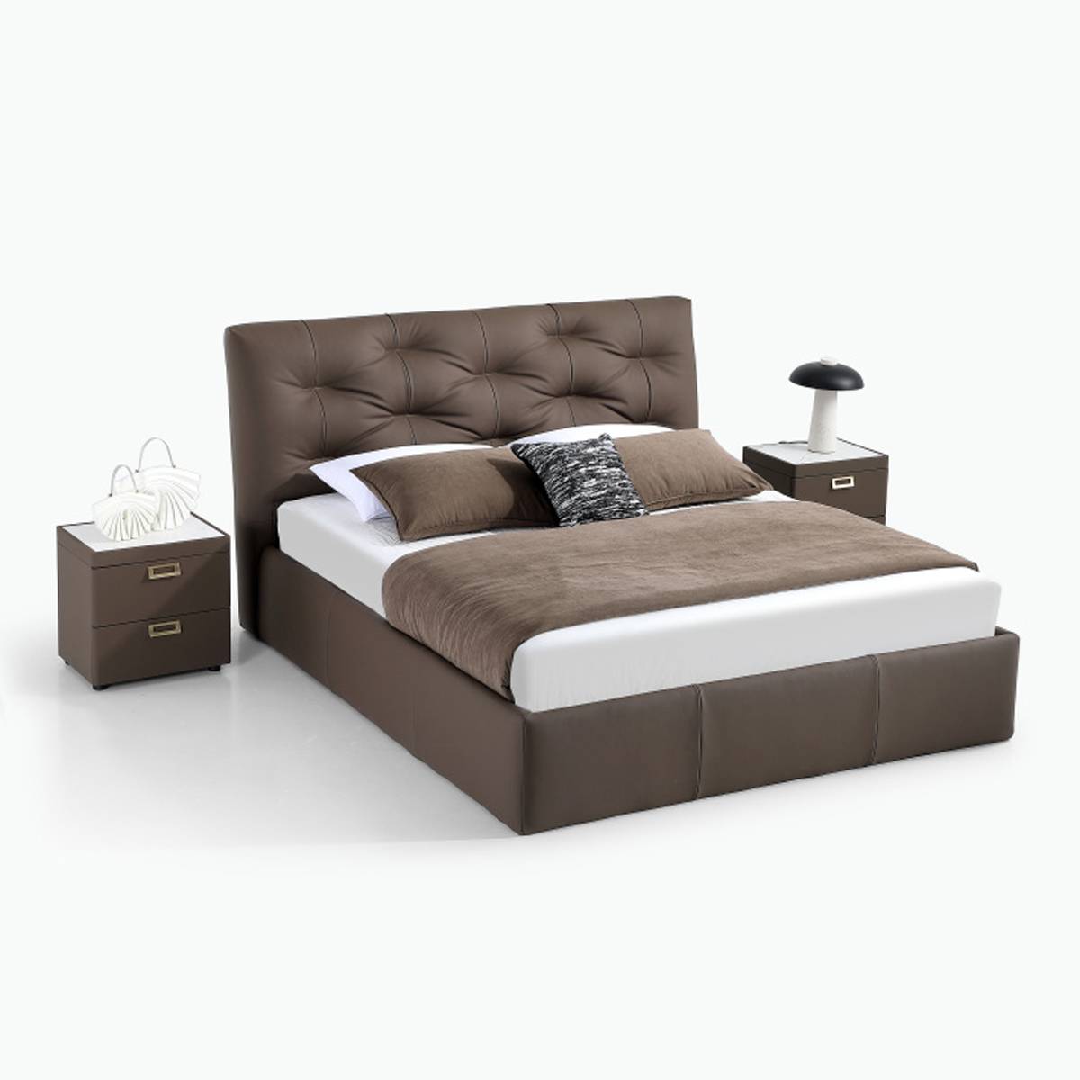 Genuine Leather High-Box Storage Soft Bed (B17-2369)
