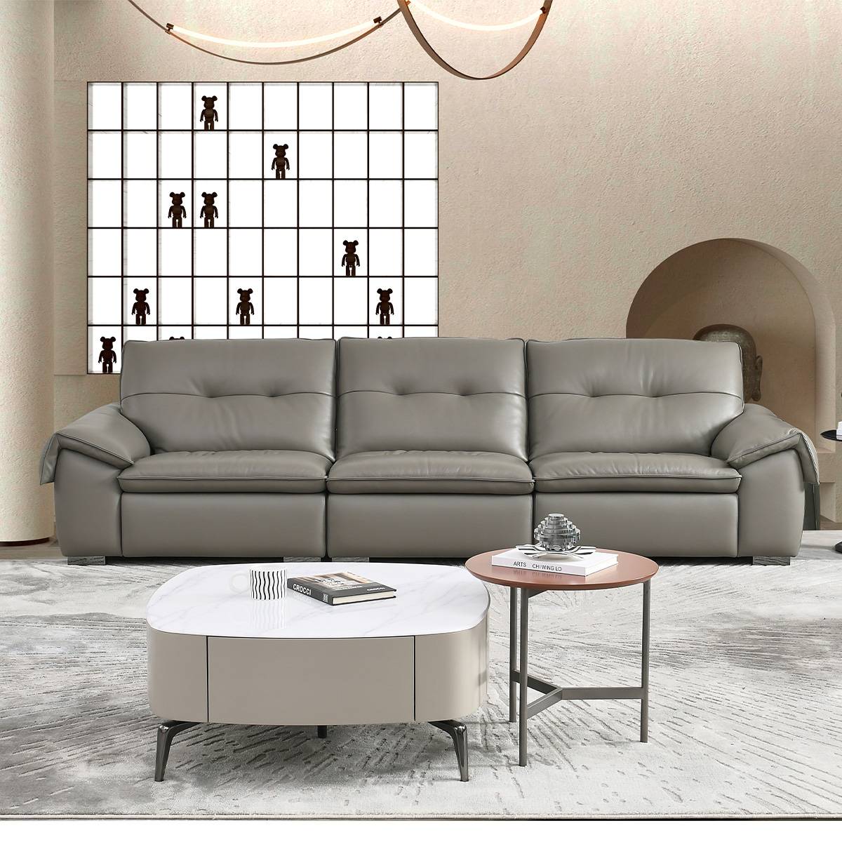 Genuine Leather Straight Sofa (B04-A9972)