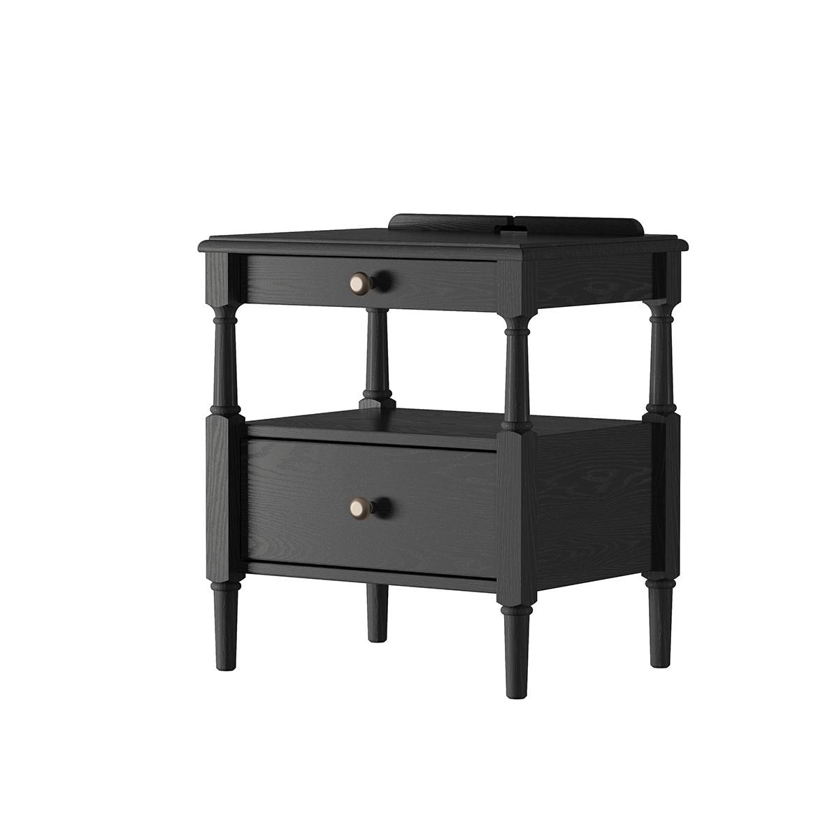 Black finish version of the mid-century bedside table