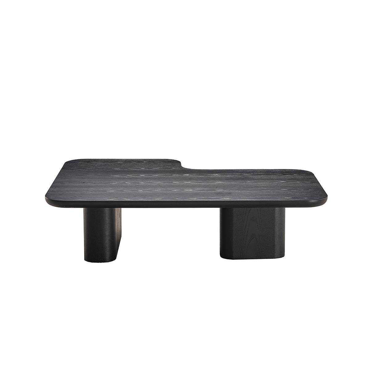 Side view of the irregular black coffee table