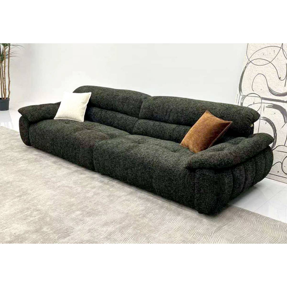 Fabric/Eco-Leather Straight Sofa (A01-2689)