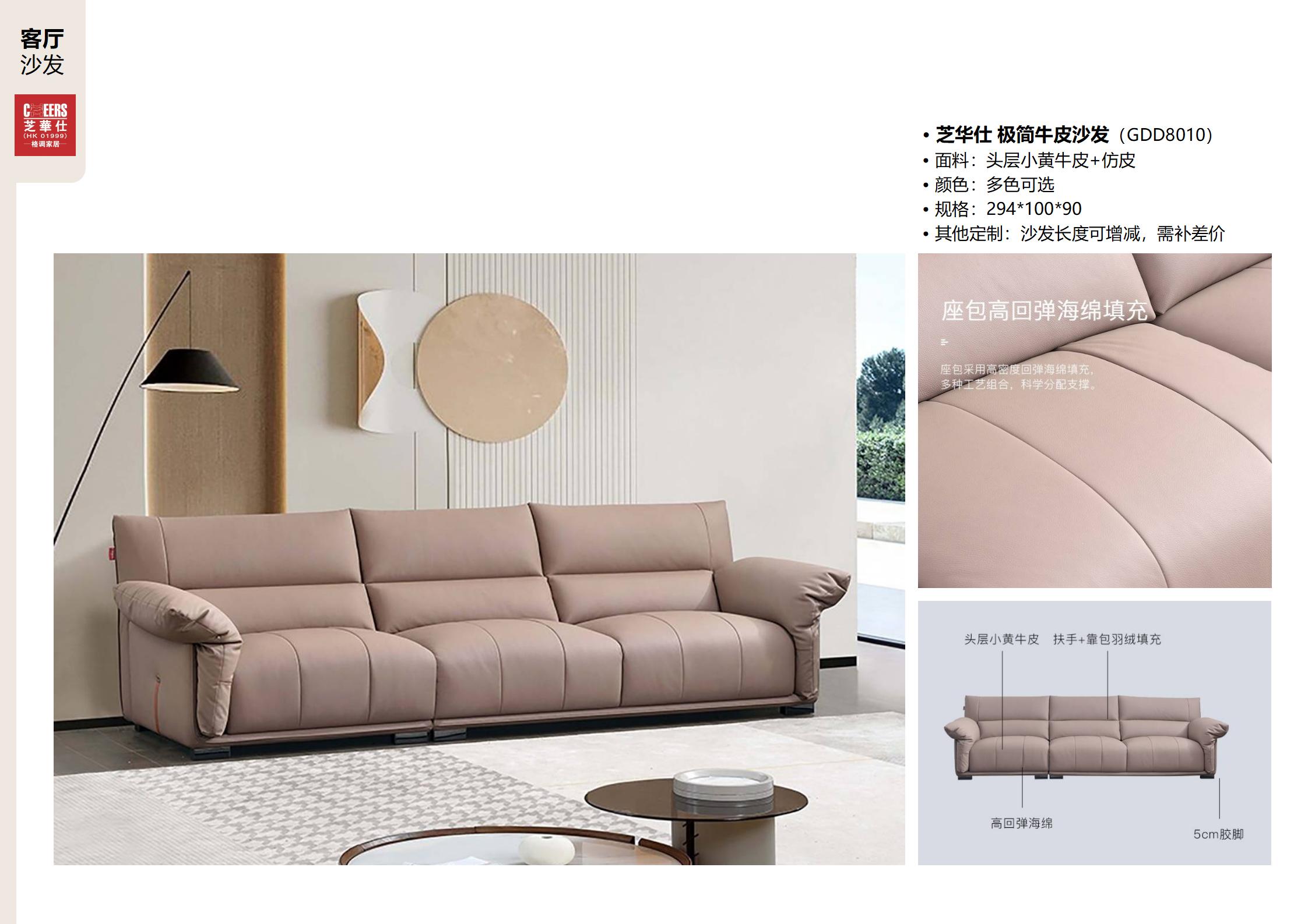 Close-up of the sofa armrest and back cushion highlighting the down-filled comfort feature