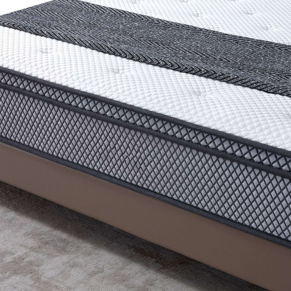 Close-up of the mattress side showing the mesh support structure and white quilted surface.