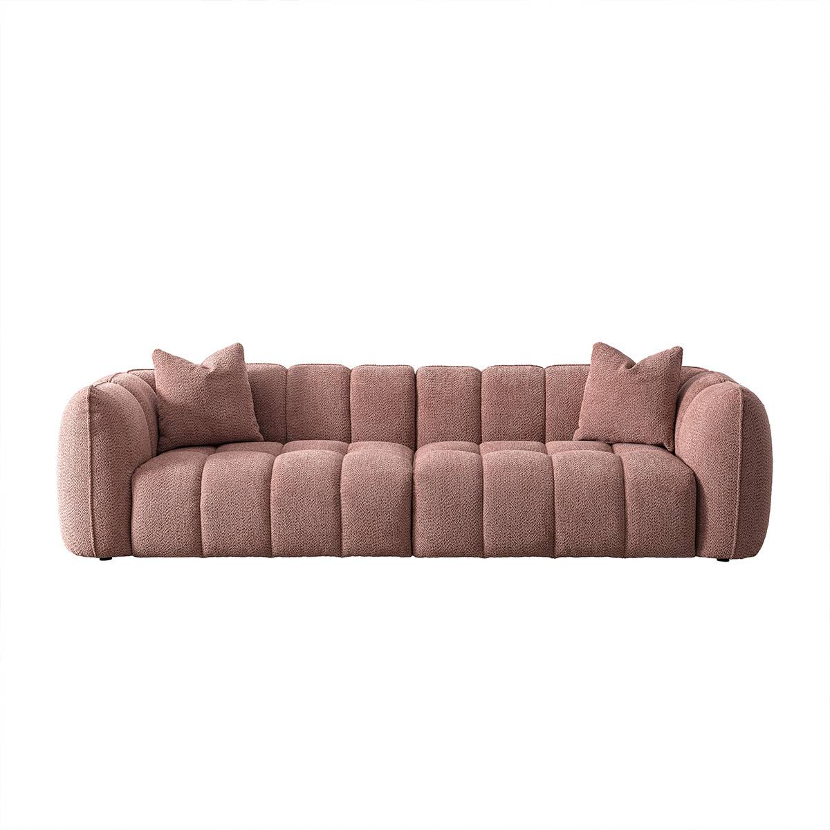 Front view of the pink pumpkin sofa on white background