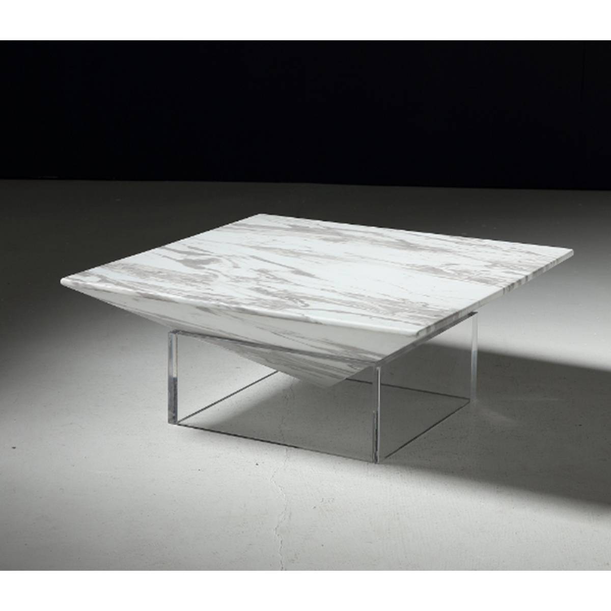 White marble coffee table with acrylic base