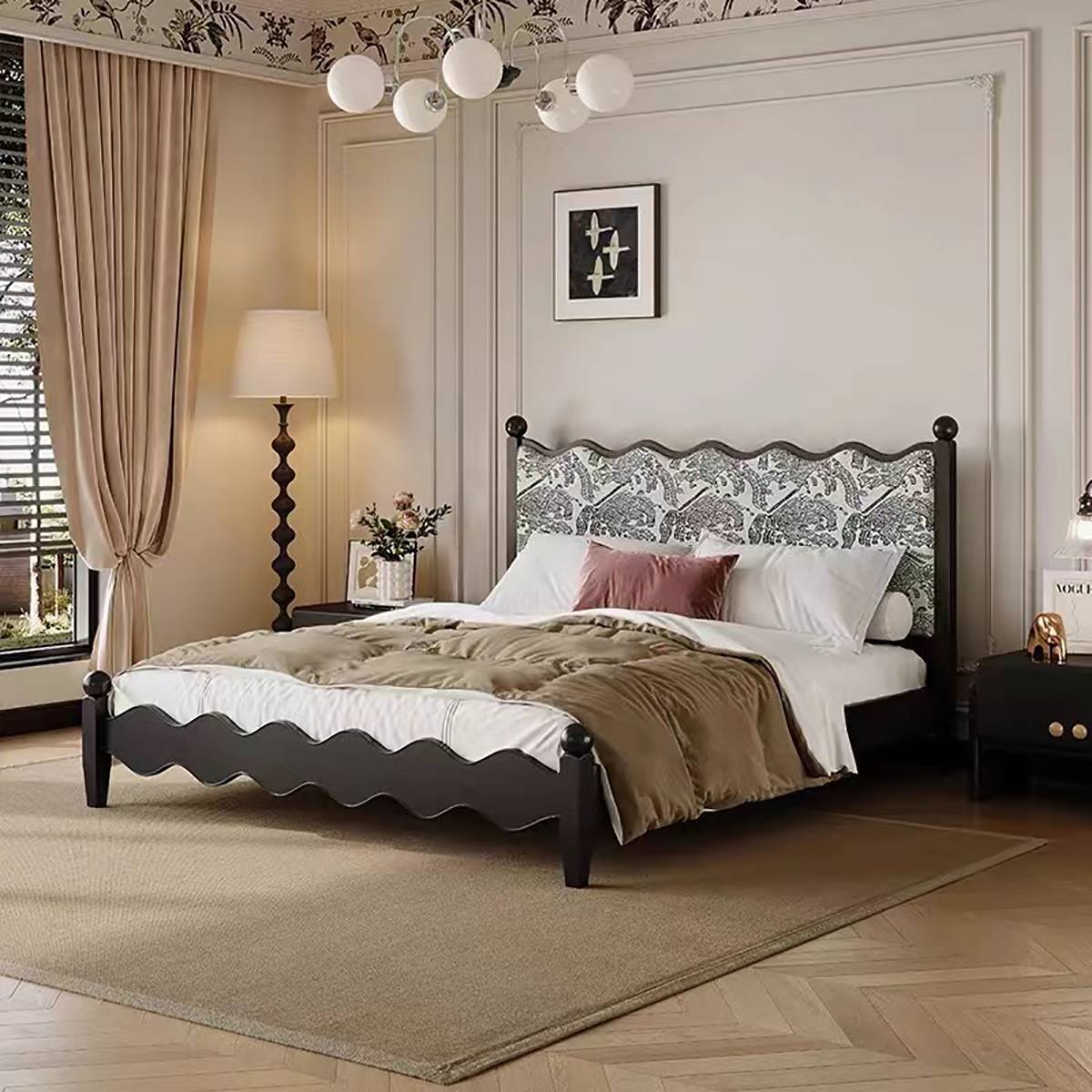 Mid-Century Solid Wood Bed 1.8M (B56-F213)