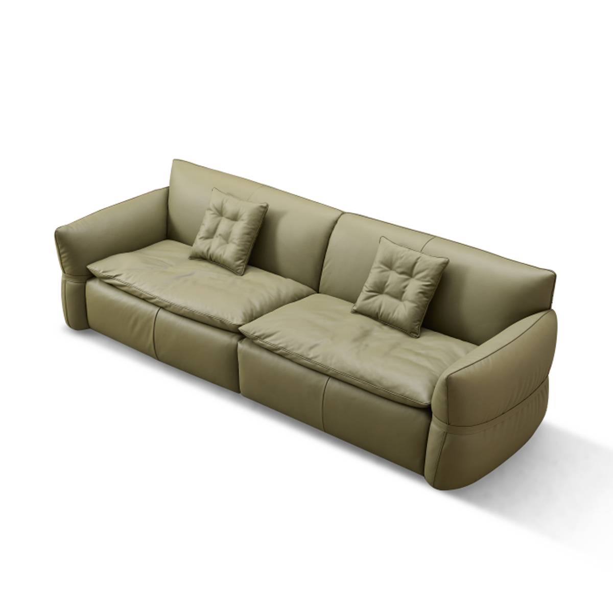 High-angle view of the sofa showing the backrest and armrests