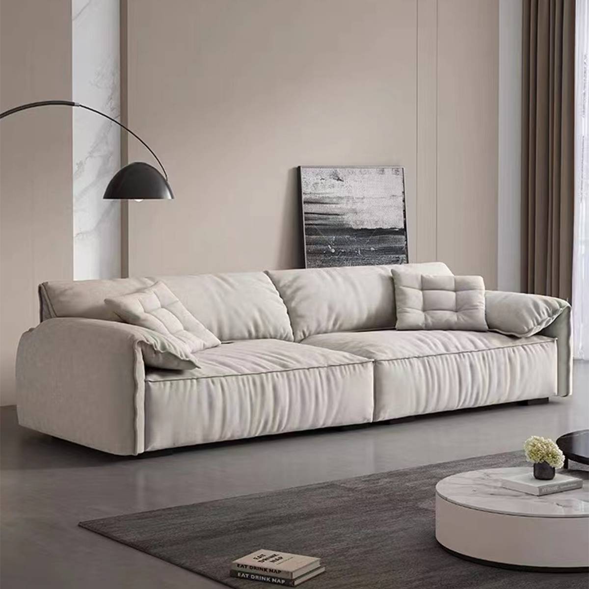 B12 Elephant Ear Fabric 3-Seater Sofa